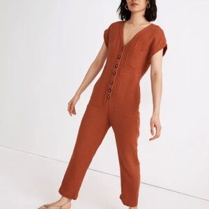 Madewell Lightspun Cap-Sleeve Jumpsuit Women's Rust Jumpsuit